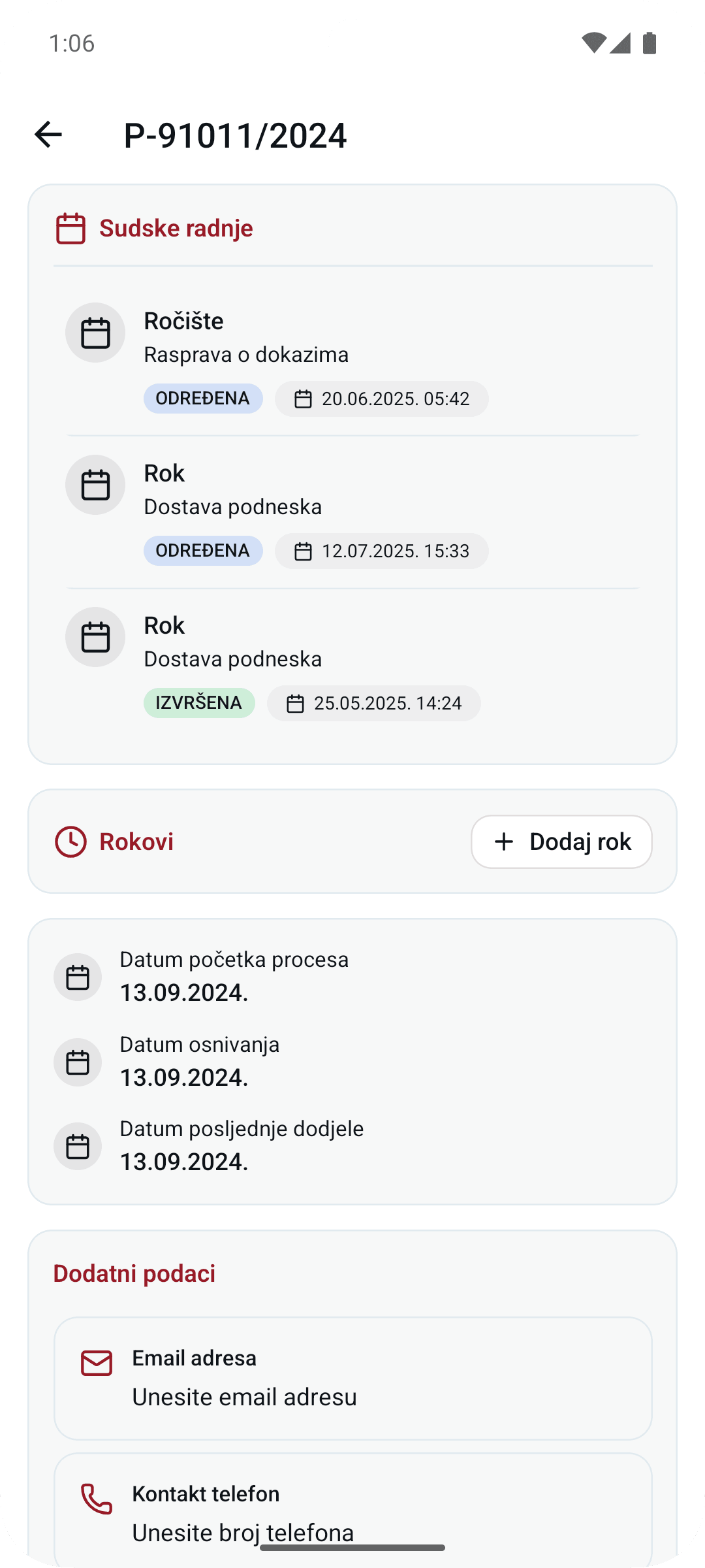 Sudske radnje i rokovi