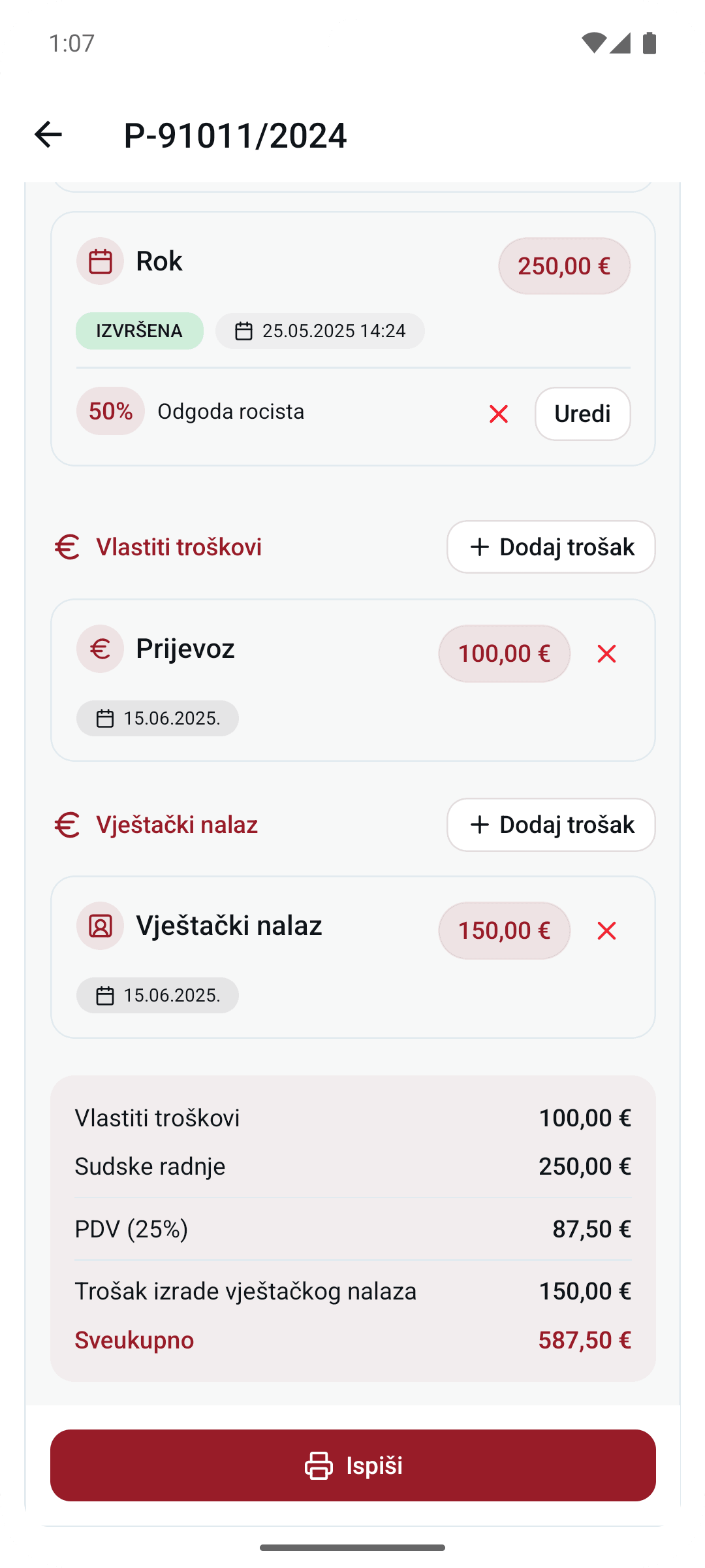 Kalkulator troškova i račun